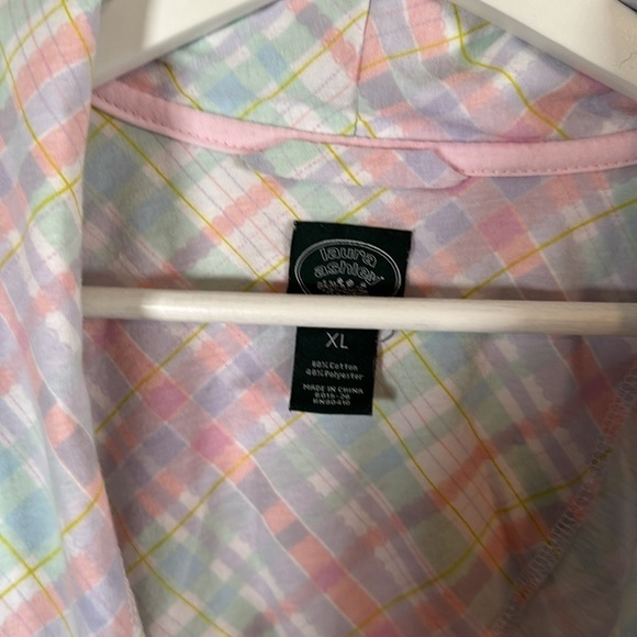Vintage Laura Ashley Pastel Plaid Short Robe Size XL - Picture 3 of 6